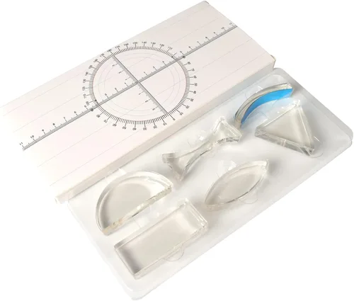 Miniatura 2 de 6 Uds acrílico vidrio luz prisma lente óptica triangular semicircular rectangular cóncavo espejo convexo Len Física herramientas de demostración