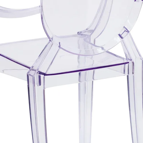Miniatura 7 de Flash Furniture Silla de comedor y acento fantasma para interiores y exteriores con brazos curvos y asiento contorneado, silla apilable