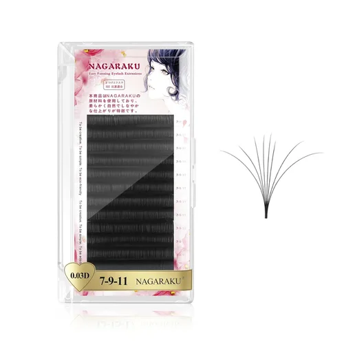 Miniatura 36 de NAGARAKU Easy Fan Extensiones de Pestañas Volumen Lash 0.07 Rizo D 8-15mm Bandeja Mixta Floración Rápida Visón Sintético en Racimo Para Ventilador