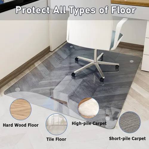 Miniatura 5 de Easly Tapete para silla de 46" x 55" para alfombra - Tapete para silla de oficina - Tapete de piso de vidrio templado para hogar/oficina/alfombra