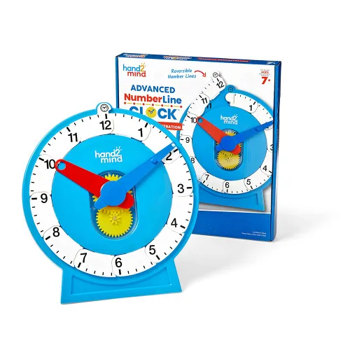 Miniatura 12 de hand2mind - Reloj numérico avanzado para aprender a decir la hora, reloj analógico para el aprendizaje de los niños, línea numérica para niños