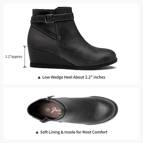 Miniatura 7 de Jeossy Botas de cuña 9636 para mujer Cómodas botas de cuña con cremallera lateral