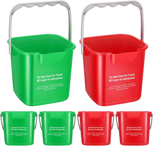 Miniatura 7 de Roshtia 6 cubos de limpieza de 6 cuartos de galón, cubo cuadrado de desinfectante pequeño, cubo de detergente para el hogar, comercial, restaurante