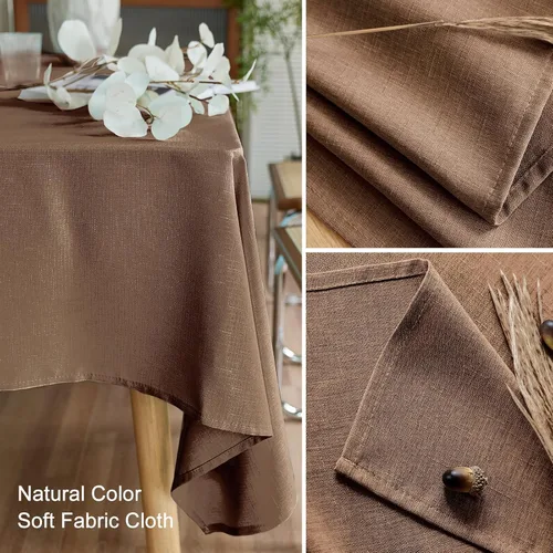 Miniatura 4 de AUSSPVOCT - Mantel redondo texturizado de 50 pulgadas, para mesas hasta 35 pulgadas de diámetro, impermeable, fácil de limpiar y antiarrugas