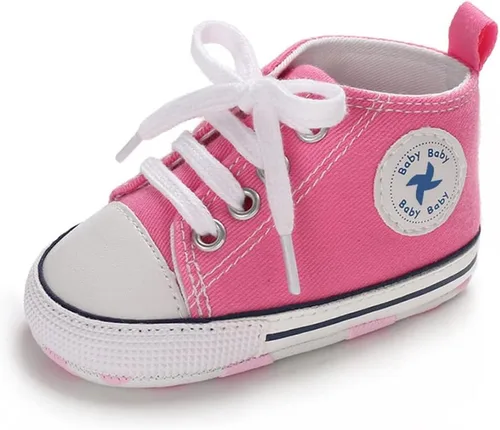 Zapatos unisex para bebés, niñas y niños, suela suave, lona para recién nacidos, primeros pasos, zapatillas altas antideslizantes