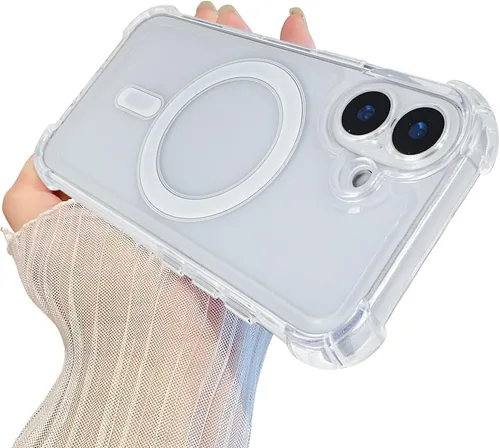 Miniatura 37 de Funda magnética transparente para iPhone 14 Plus, lujo brillante en las cuatro esquinas, protección de grado militar a prueba de golpes