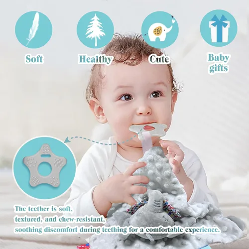 Miniatura 5 de Elephant Baby Lovey - Manta de seguridad unisex para bebés recién nacidos, para niños y niñas, regalo suave para bebés, juguete multiusos para Gris