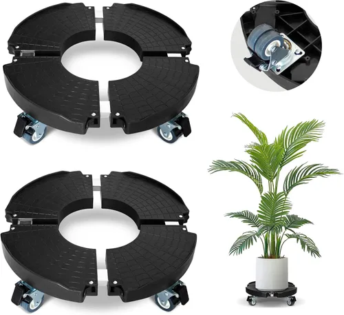 Miniatura 8 de Paquete de 2 soportes rodantes para plantas con ruedas, 15-21 pulgadas, ajustable, resistente, con ruedas para macetas de interior y exterior