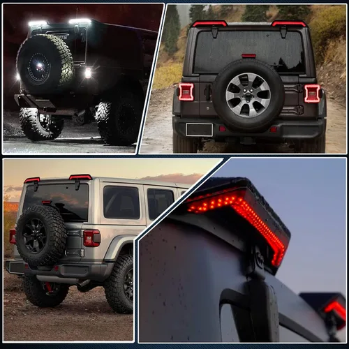 Miniatura 5 de Kit de luz de montaje alto, función como intermitentes secuenciales, luces de freno y cola y marcha atrás, 4 en 1, compatible con Jeep Wrangler