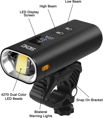 Miniatura 6 de 17* LED 4800 Lumen Bike Lights, USB-C Rechargeable Bicycle Light, Super Bright Bike Lights for Night Riding, IP65 Waterproof Bicycle Headlight for