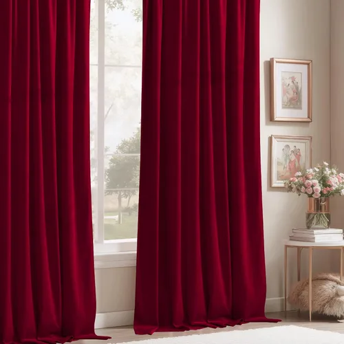 Miniatura 7 de StangH - Cortinas de terciopelo rojo navideño de 96 pulgadas: paneles de ventana grandes resistentes para oscurecer la habitación y mejorar