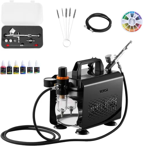 Miniatura 10 de Kit de aerógrafo VEVOR, juego profesional de aerógrafo con compresor de 1/5 HP y 3 aerógrafos, kit de sistema de aerógrafo con aerógrafos de acción
