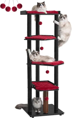 FourFurPets Árbol para gatos resistente, árbol de gato de 67.7 pulgadas para gatos de interior grande y adulto, torre moderna para gatos grandes,
