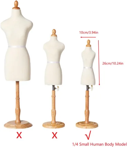 Miniatura 3 de Maniquí de costura femenino, maniquí de vestido con soporte, maniquí torso con base de madera, madera de haya, vestido de costura para exhibición