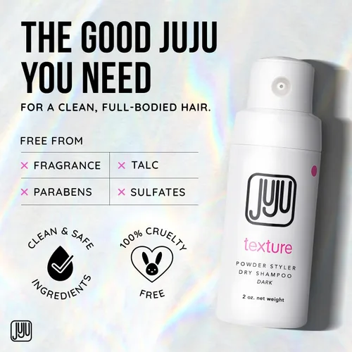 Miniatura 2 de Juju Styling Texture Powder & Travel Size Champú seco para mujeres y hombres, bomba de 2 onzas (oscuro), champú seco sin aerosol para mujeres