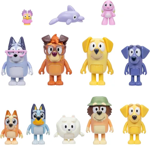 Figuras de Super Fan de Bluey para Niños Pequeños, Juego de 11 Personajes con Figuras Exclusivas, Incluye Figuras para Niños Pequeños de Bluey,