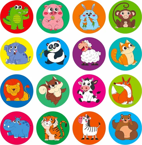 Miniatura 3 de 600 calcomanías motivacionales de animales de dibujos animados, decoración de fiesta, incentivo de recompensas para maestros, paquete de 16 diseños