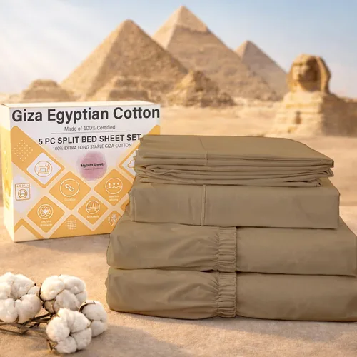 Miniatura 29 de MyGiza Sheets - Juego de sábanas de algodón Giza de primera calidad, tamaño split king, individual, matrimonial, king y queen, set de 4 unidades.