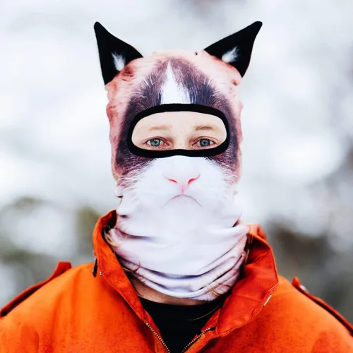 Miniatura 6 de BEARDOWEAR Máscara de esquí con cabeza de gato enojado unisex con impresión realista.