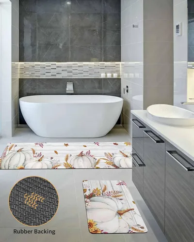 Miniatura 5 de Tapete de baño de calabaza blanca para bañera, antideslizante, de secado rápido y absorbente, de tierra de diatomeas, para fregadero de cocina