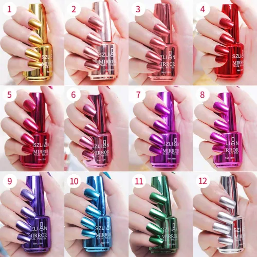Miniatura 3 de Esmalte de uñas metálico, esmalte de uñas de medio espejo, efecto espejo, de larga duración, hermosa decoración de uñas brillante, secado rápido