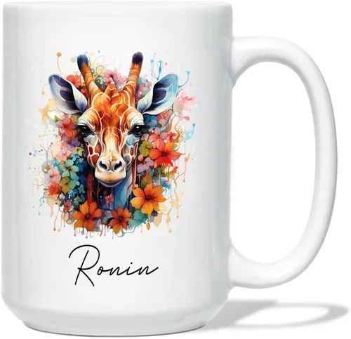 Miniatura 9 de Taza de café de oso – Regalo personalizado para amantes, taza de té de animales salvajes con flores, regalo de cerámica personalizado para amantes