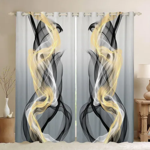 Miniatura 36 de jejeloiu Cortinas rojas y negras para dormitorio (2 paneles, 38 x 45 pulgadas) con líneas geométricas de rayas 30% a 50% cortinas opacas para niños