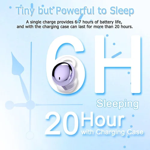 Miniatura 4 de Auriculares para dormir de lado, mini auriculares cómodos para dormir (morado) Sin interferencias de pitidos y cómodo para dormir