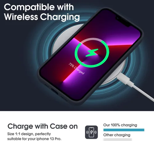 Miniatura 5 de Supdeal Funda de Silicona Líquida para iPhone 13 Pro, [Protección de Cámara] [Anti Huellas Dactilares] [Carga Inalámbrica] Funda de Teléfono de 4