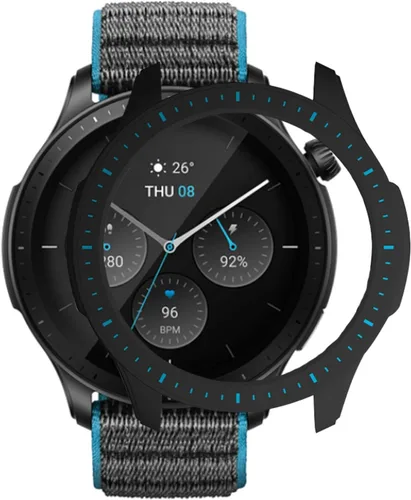 Miniatura 2 de Funda protectora para Amazfit GTR 4, a prueba de golpes, duradera, de policarbonato duro, accesorios para Amazfit GTR 4 Smartwatch (negro y azul)