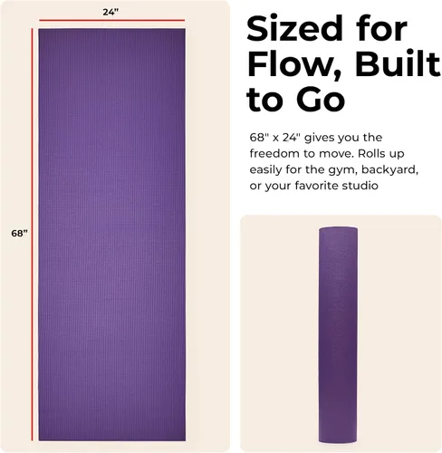 Miniatura 5 de Sunny Health & Fitness Alfombrilla de yoga antideslizante: duradera, antidesgarros, ligera, soporte acolchado para yoga, pilates, ejercicios