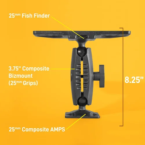 Miniatura 2 de iBOLT Buscador de peces electrónico marino universal compuesto de 0.984 in / 1 pulgada a base de taladro con patrón AMPS rectangular compuesto