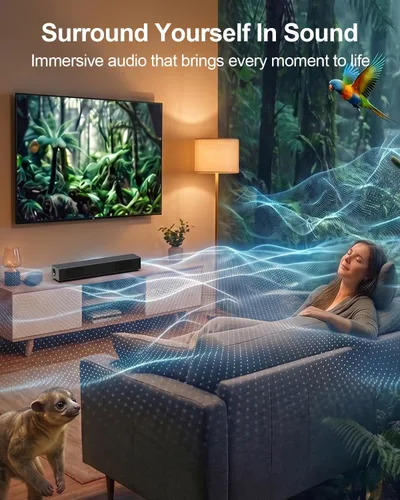 Miniatura 6 de Barra de sonido de 120 W, sistema de sonido envolvente de 2.1 canales para TV, barra de sonido con subwoofer para cine en casa, barra de sonido