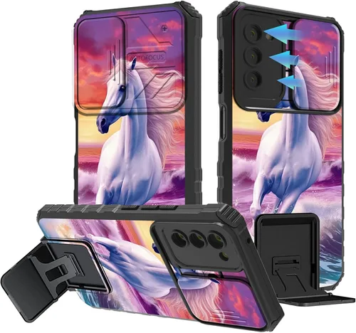 Miniatura 935 de Funda para Samsung Galaxy S22 Ultra 5G, Galaxy S22 Ultra con cubierta de cámara deslizante, funda resistente de doble capa con función atril Black