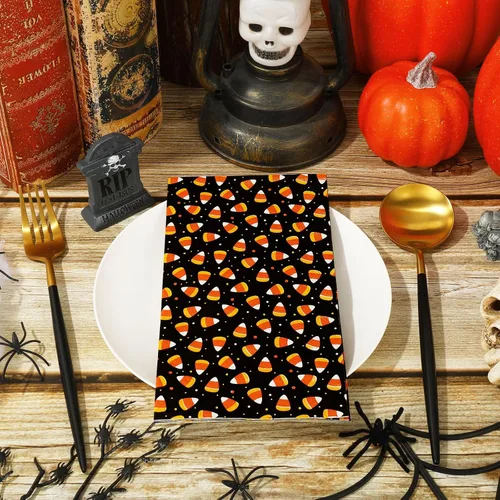Miniatura 6 de Whaline Servilletas desechables para invitados de Halloween de 4.3 x 7.8 pulgadas, servilletas desechables de maíz caramelo naranja y negro