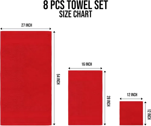 Miniatura 7 de Towel and Linen - Juego de toallas Mart color borgoña, 2 toallas de baño, 2 toallas de mano y 4 paños de 2 capas de baja torsión de 600 GSM, hilado