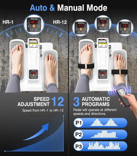 Miniatura 6 de Portable Under Desk Elliptical Machine with Wireless Remote. 12 Manual & 3 Automatic Speeds. Pedal Ellipse Leg Exerciser. Leg Exerciser While Blanco