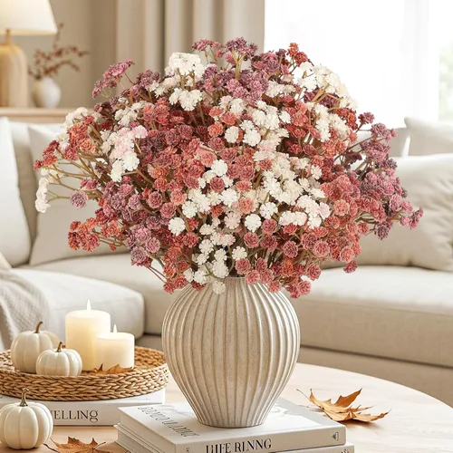 Miniatura 27 de N&T NIETING - Ramo de 10 flores artificiales de aliento de bebé, gypsophila falsa, toque real, arreglo de flores artificiales para bodas, fiestas