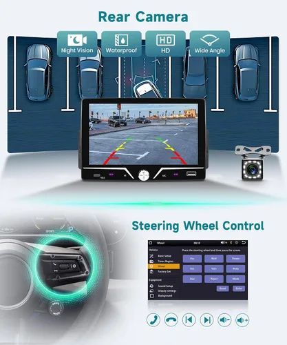 Miniatura 6 de Estéreo de automóvil de un solo DIN con cable Carplay Android Auto, Sellrich de 7 pulgadas, pantalla táctil, Bluetooth, radio para automóvil