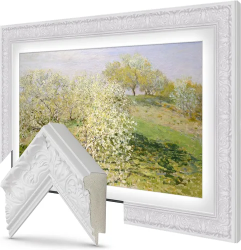 Tuscan - Marco de TV blanco brillante de 32 pulgadas, compatible solo con televisores Samsung The Frame (se adapta a televisores 2021-2026, LS03A,