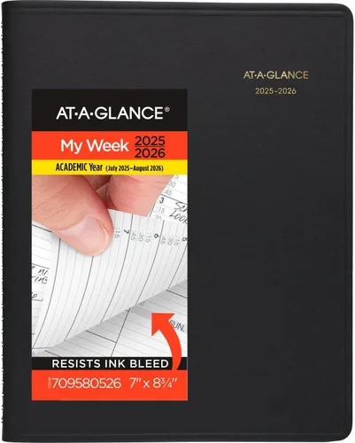 Miniatura 10 de AT-A-GLANCE - Agenda 2025-2026 académica, semanal, libro de citas de 15 minutos, 8-1/4 x 11 pulgadas, grande, cubierta flexible, color negro