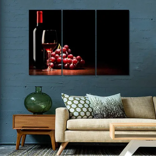 Miniatura 101 de Obra de arte para paredes del hogar, 3 paneles de letras de vino tinto, pinturas de corcho, impresiones HD, arte de pared de corcho de vino sobre