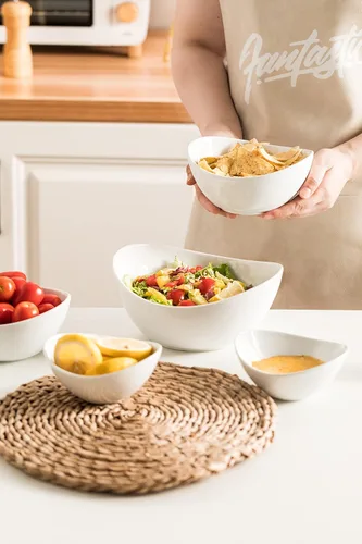 Miniatura 5 de LAUCHUH Plato de servir para entretenimiento, bandeja de servir de 3 niveles, juego de platos para servir chips y salsas ovalados para el día