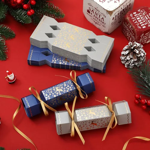 Miniatura 4 de Tenceur Kit de 50 galletas de Navidad sin broches de presión, regalos de mesa de fiesta de Navidad, copos de nieve, renos, bricolaje, cajas