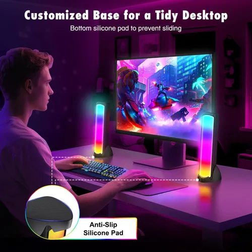 Miniatura 7 de OFFSIR Altavoces de computadora, altavoces RGB para PC, altavoces para juegos con luz de respiración LED de pantalla completa, altavoces