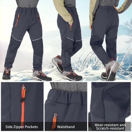 Miniatura 4 de Toomett Pantalones cargo de nieve para niños, niñas y niños al aire libre con forro polar suave Shell senderismo pesca esquí pantalones aislados