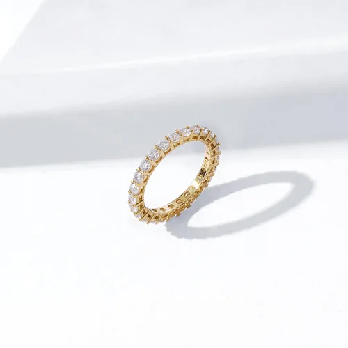 Miniatura 8 de Tienda Collection Platinum or Gold Plated Sterling Silver All-Around Band Ring set with Round Infinite Elements Cubic Zirconia