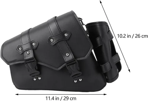 Miniatura 5 de Homoyoyo Bolsa de brazo oscilante, basculante para motocicletas, basculante de motocicleta con soporte para botella de agua, cuero sintético negro