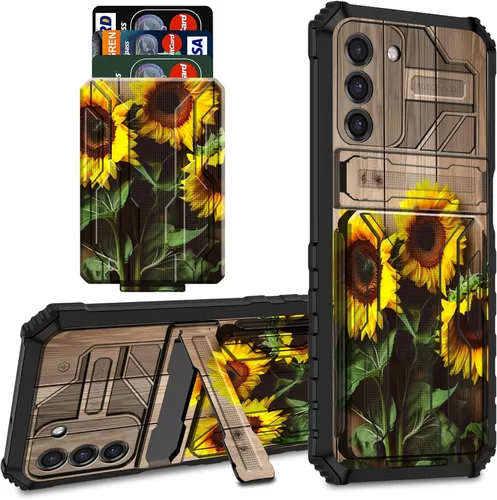 Miniatura 16 de Funda tipo cartera para Samsung Galaxy S22 Ultra con soporte para tarjeta de crédito y soporte de doble capa de policarbonato duro de PC suave TPU a