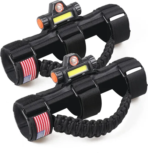 Miniatura 18 de Asas de agarre para barra estabilizadora con luz de techo para 1945-2025 Jeep Wrangler CJ YJ TJ JK JL Gladiator JT UTV Polaris RZR 2.0”-4.0” jaula 2